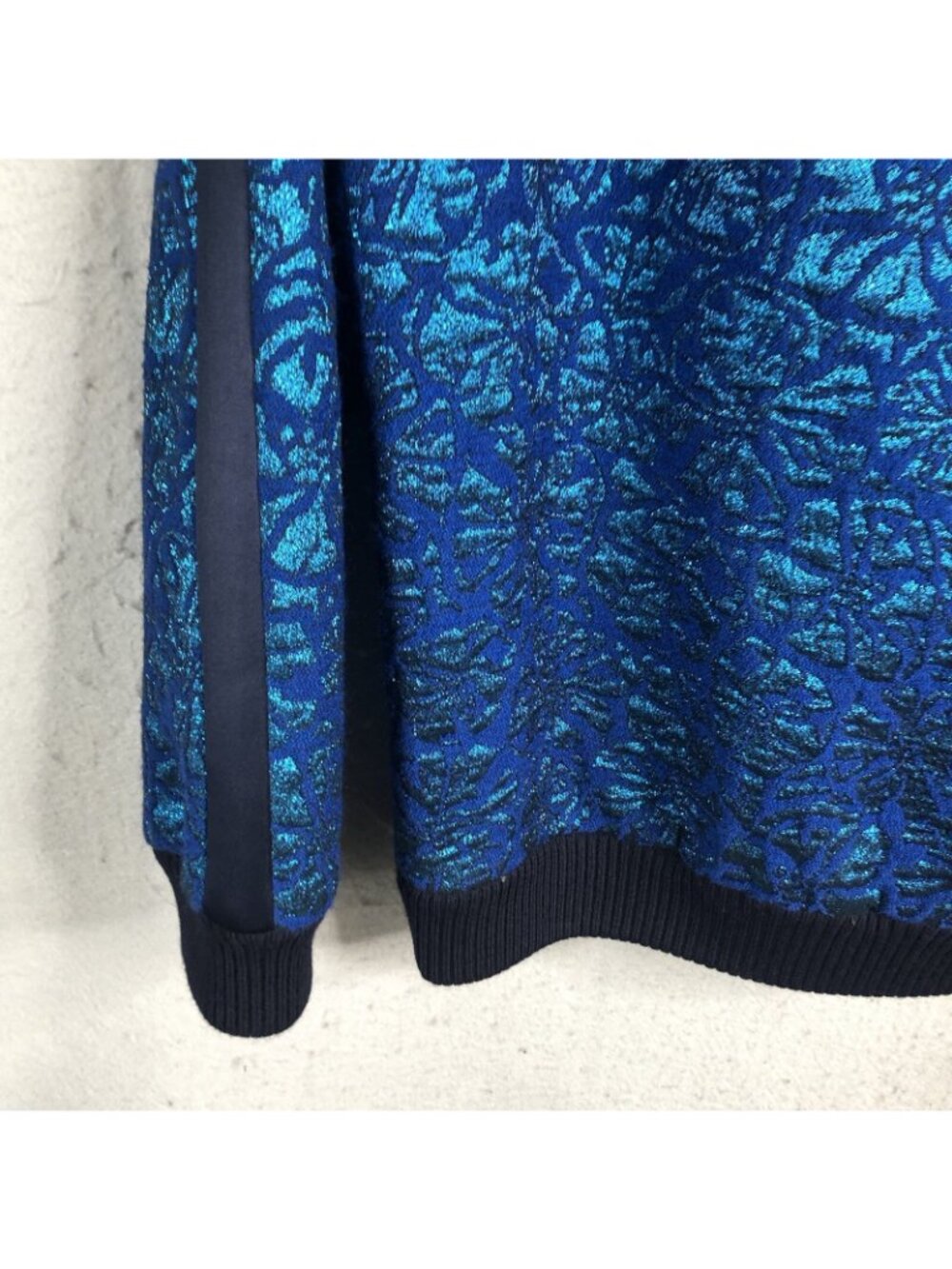 Statement Sweater Women 10 Blue Metallic Delphinium Jacquard Jewels Castle NEW - Picture 13 of 16